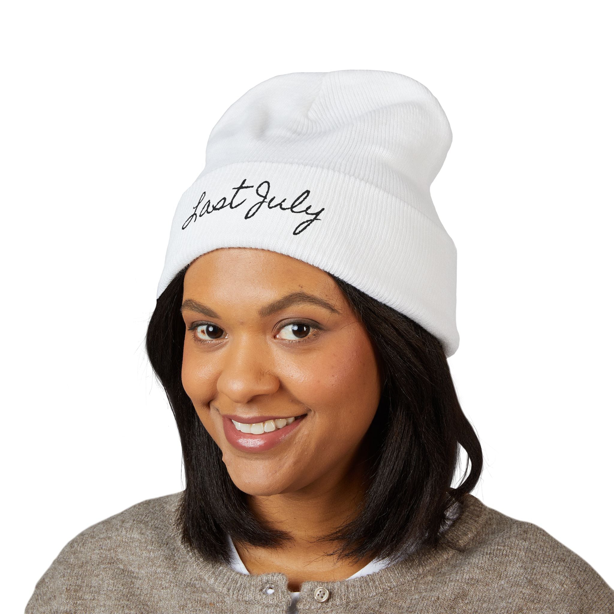 "Last July" White Beanie